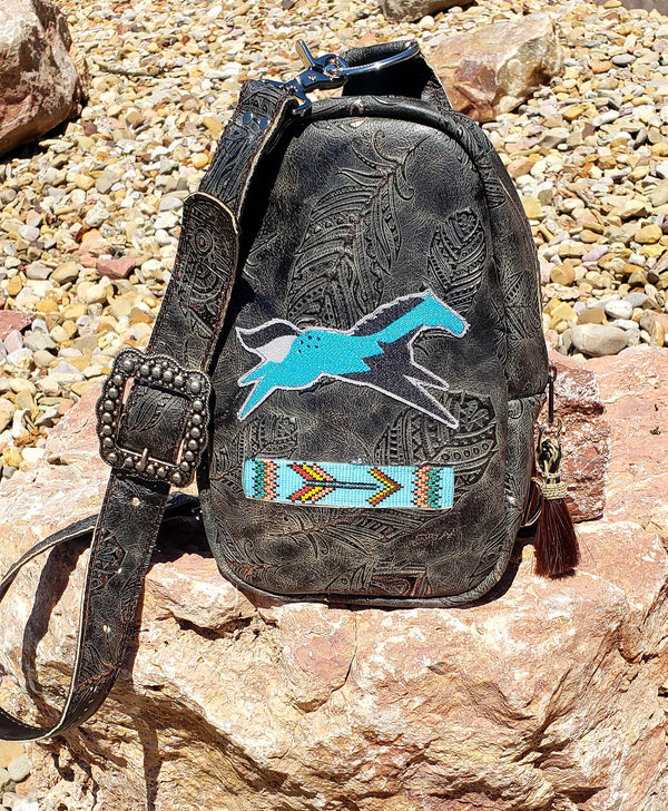 Ledger Horse Arrow Handbeaded Design Sling Bag