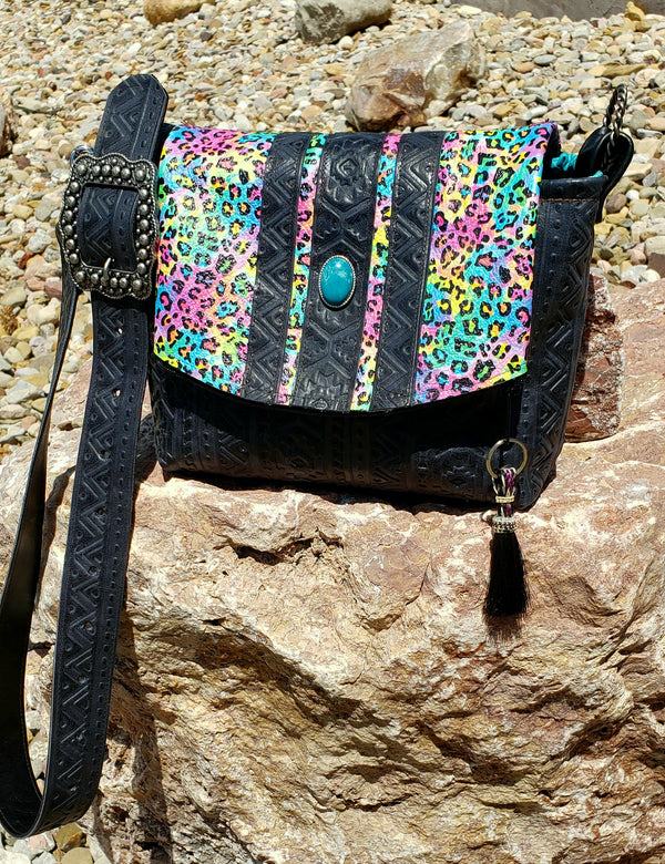 Rainbow Leopard Homestead Crossbody Bag