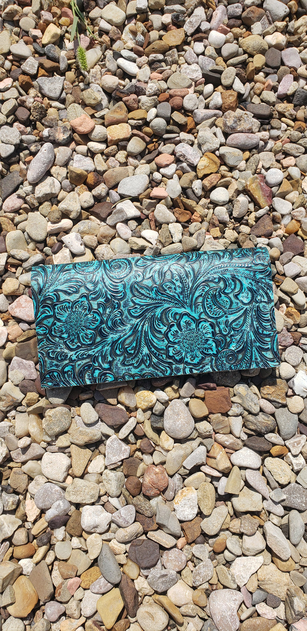 Teal Wildflower Check Book Cover