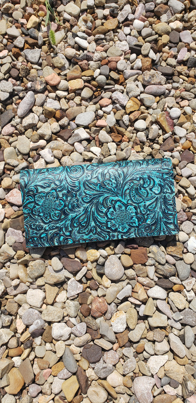 Teal Wildflower Check Book Cover