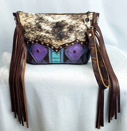 Turquoise and Purple Navajo Wristlet Clutch