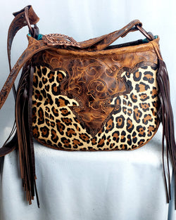 Leopard Glamour Waterfall Style Crossbody Bag