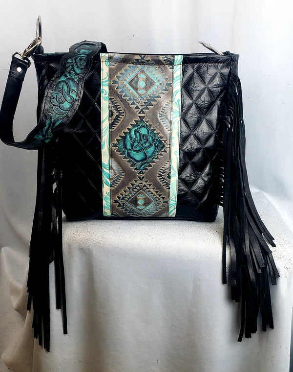 Black Diamond Rose Shoulder Bag