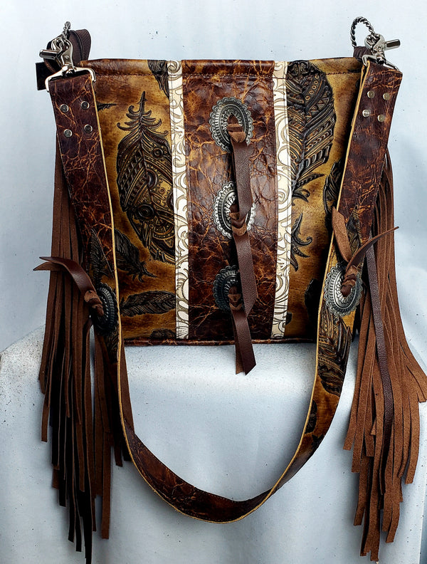 Feather Concho Crossbody Bag