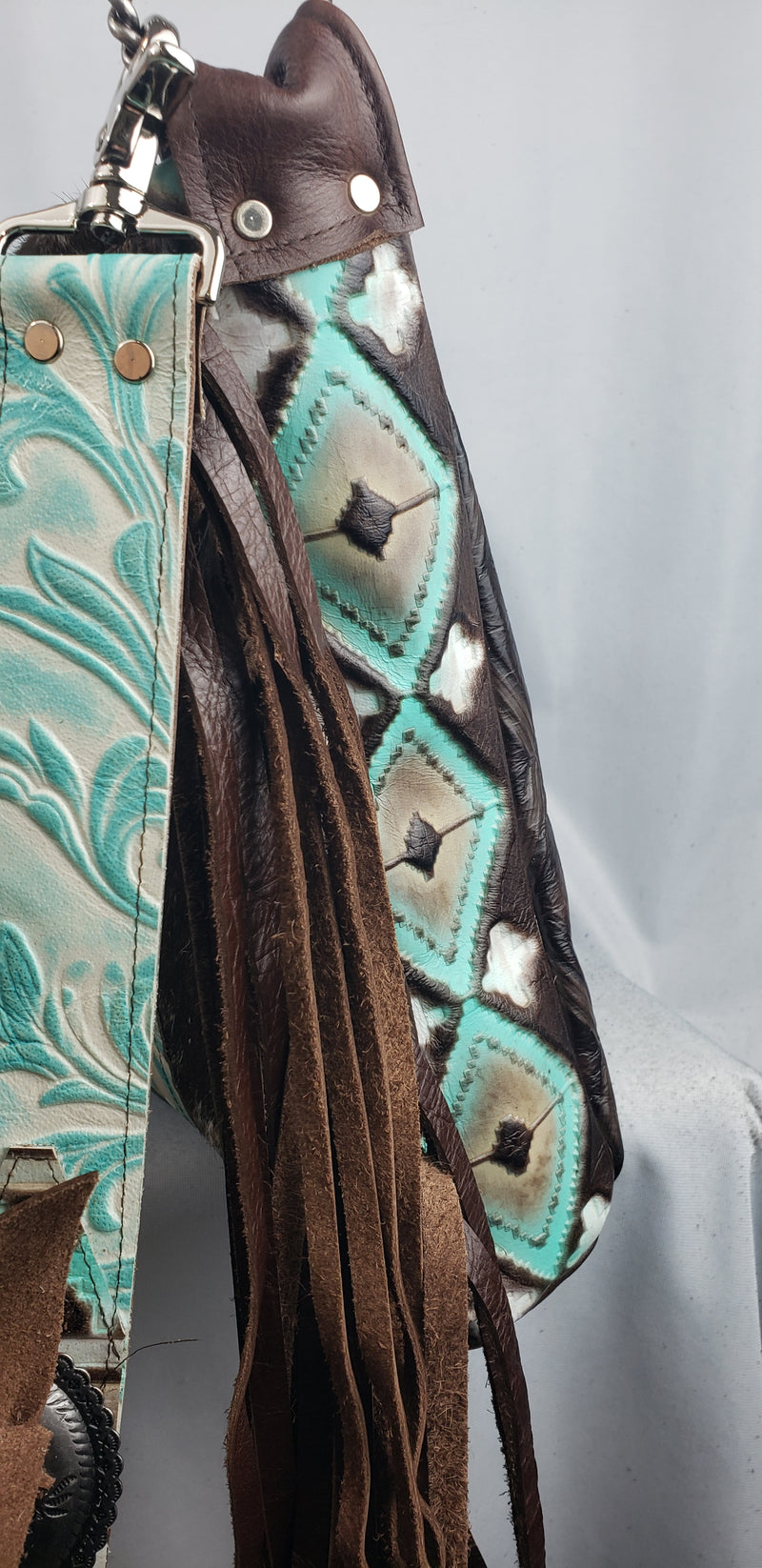 Turquoise Navajo Cowhide Concho Crossbody Bag